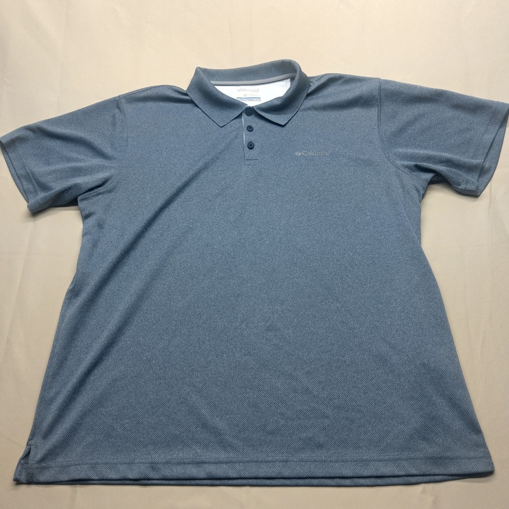 Columbia Omni-Wick Polo Shirt Mens XL Blue Short Sleeve AM0126 Textured Hiking